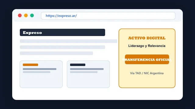 Vista del activo digital estratégico expreso.ar y transferencia formal