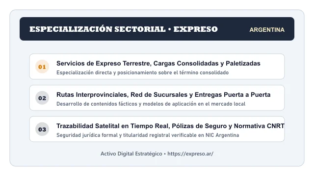Pilares temáticos y especialización sectorial de Expreso en Argentina